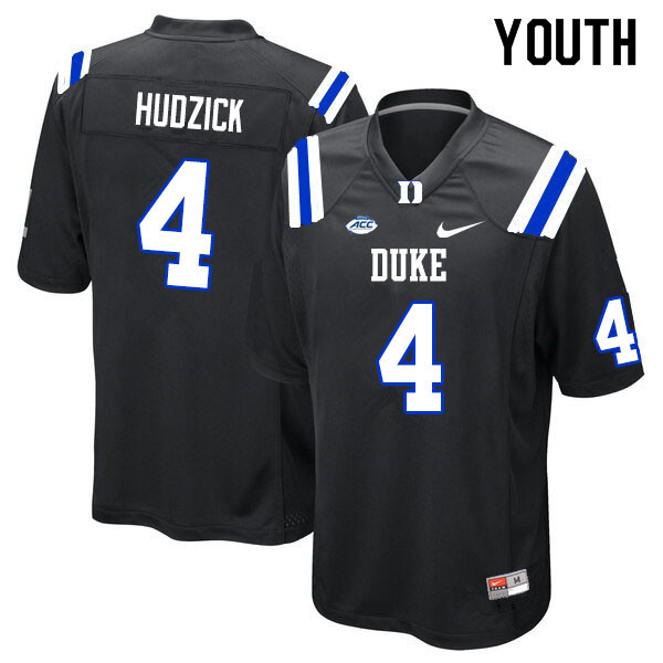 Youth #4 Myles Hudzick Duke Blue Devils College Football Jerseys Sale-Black